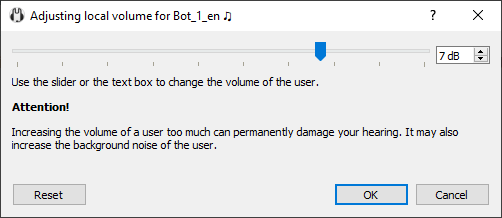 Screenshot of local user volume adjust dialog
